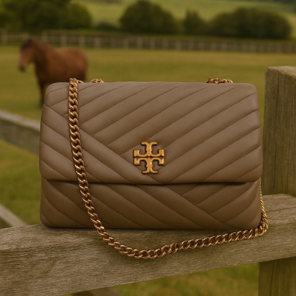 Tory Burch Kira Chevron Bag in Classic Taupe